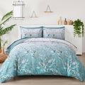 Soft Floral Leaf Comforter Set, King Size, Quilted Cozy Bedding with Pillowcases V745-MAB010938AJ3