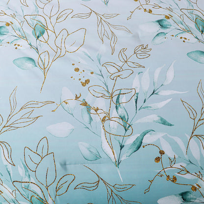 Soft Floral Leaf Comforter Set, King Size, Quilted Cozy Bedding with Pillowcases V745-MAB010938AJ3