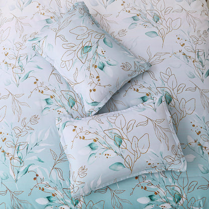 Soft Floral Leaf Comforter Set, King Size, Quilted Cozy Bedding with Pillowcases V745-MAB010938AJ3