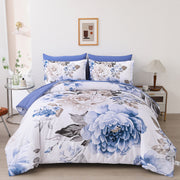Plush Floral Comforter Set, King Size, Winter Quilted Bedding with Pillowcases V745-MAB010946AJ3