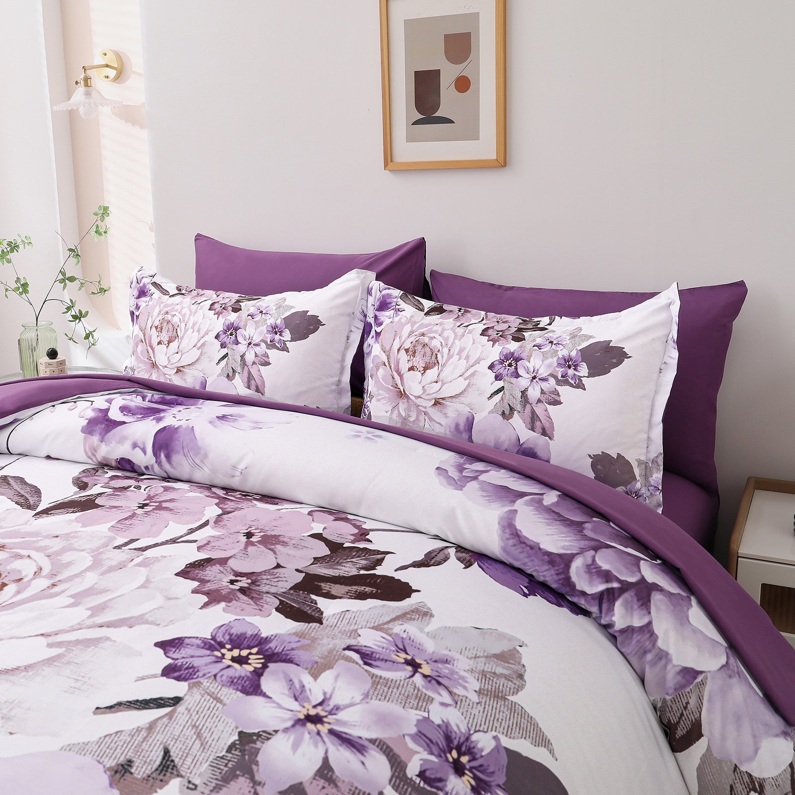 Elegant Floral Comforter Set, King Size, Warm Quilted Bedding with Pillowcases V745-MAB010947AJ3