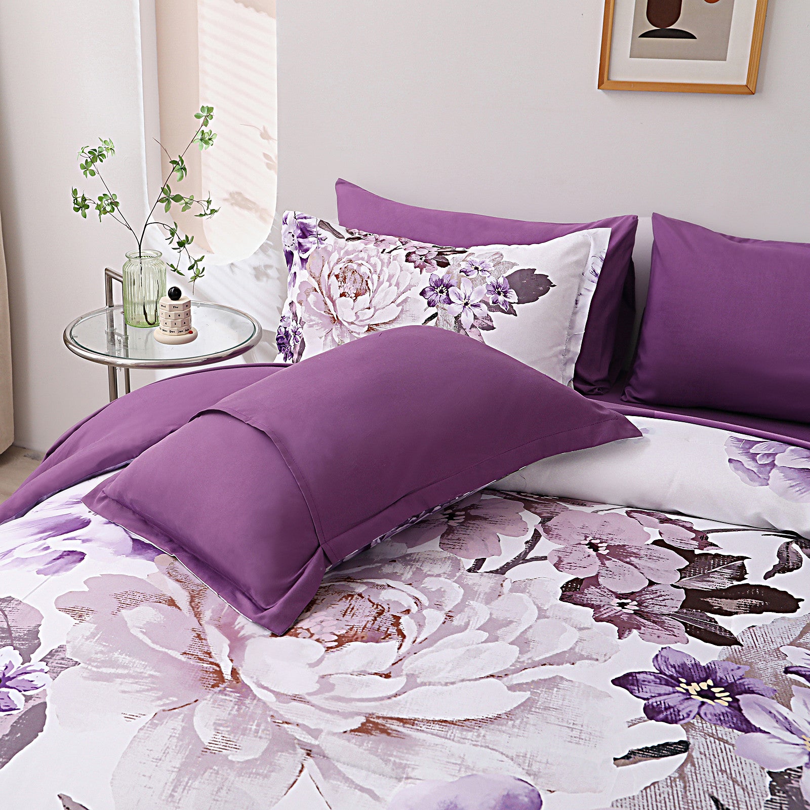 Elegant Floral Comforter Set, King Size, Warm Quilted Bedding with Pillowcases V745-MAB010947AJ3