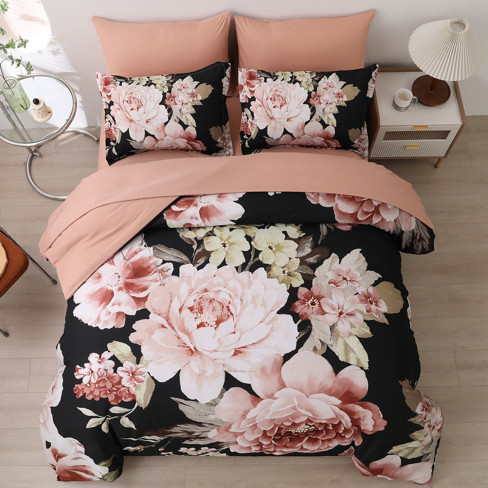 Soft Floral Comforter Set, King Size, Quilted Warm Bedding with Pillowcases V745-MAB010949AJ3