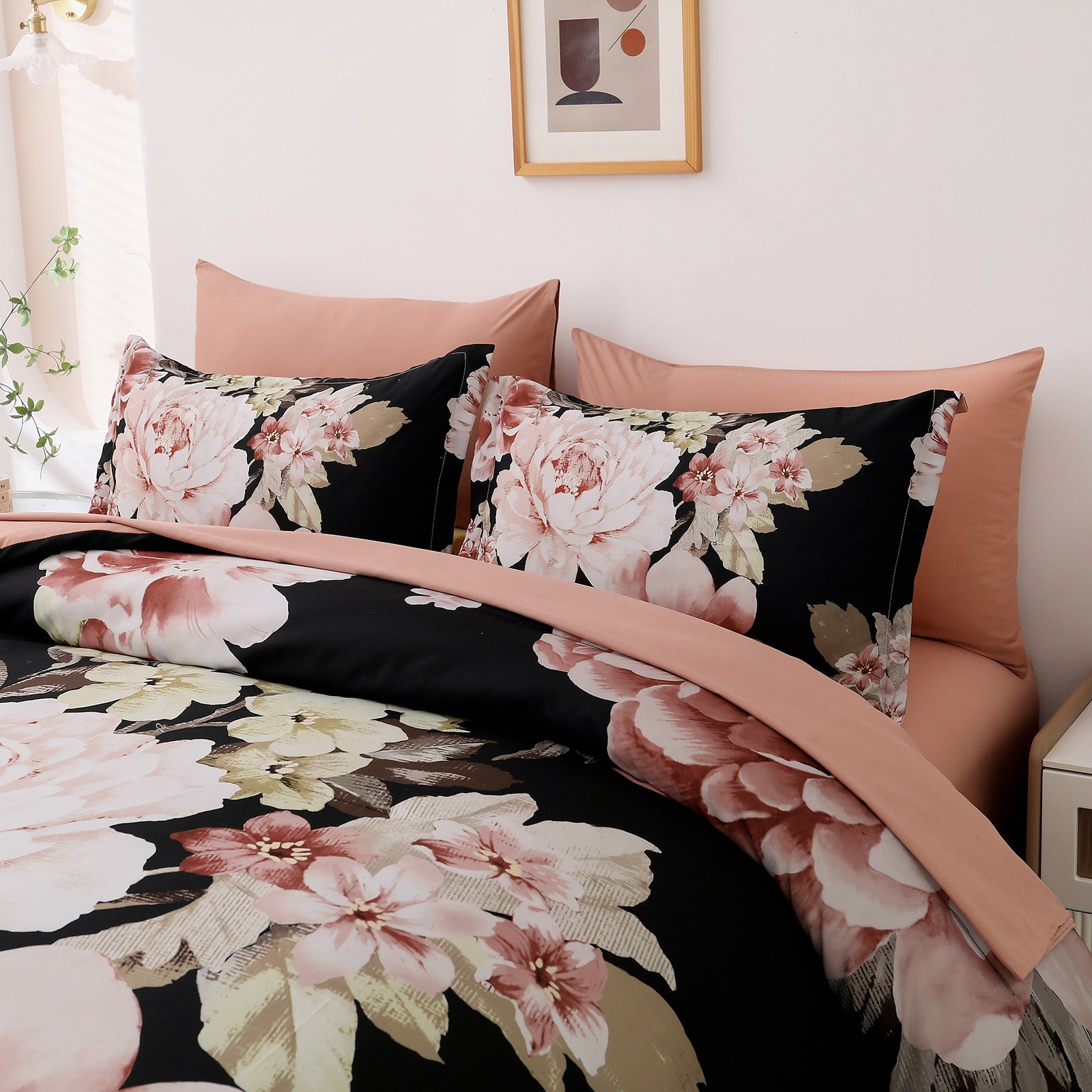 Soft Floral Comforter Set, King Size, Quilted Warm Bedding with Pillowcases V745-MAB010949AJ3