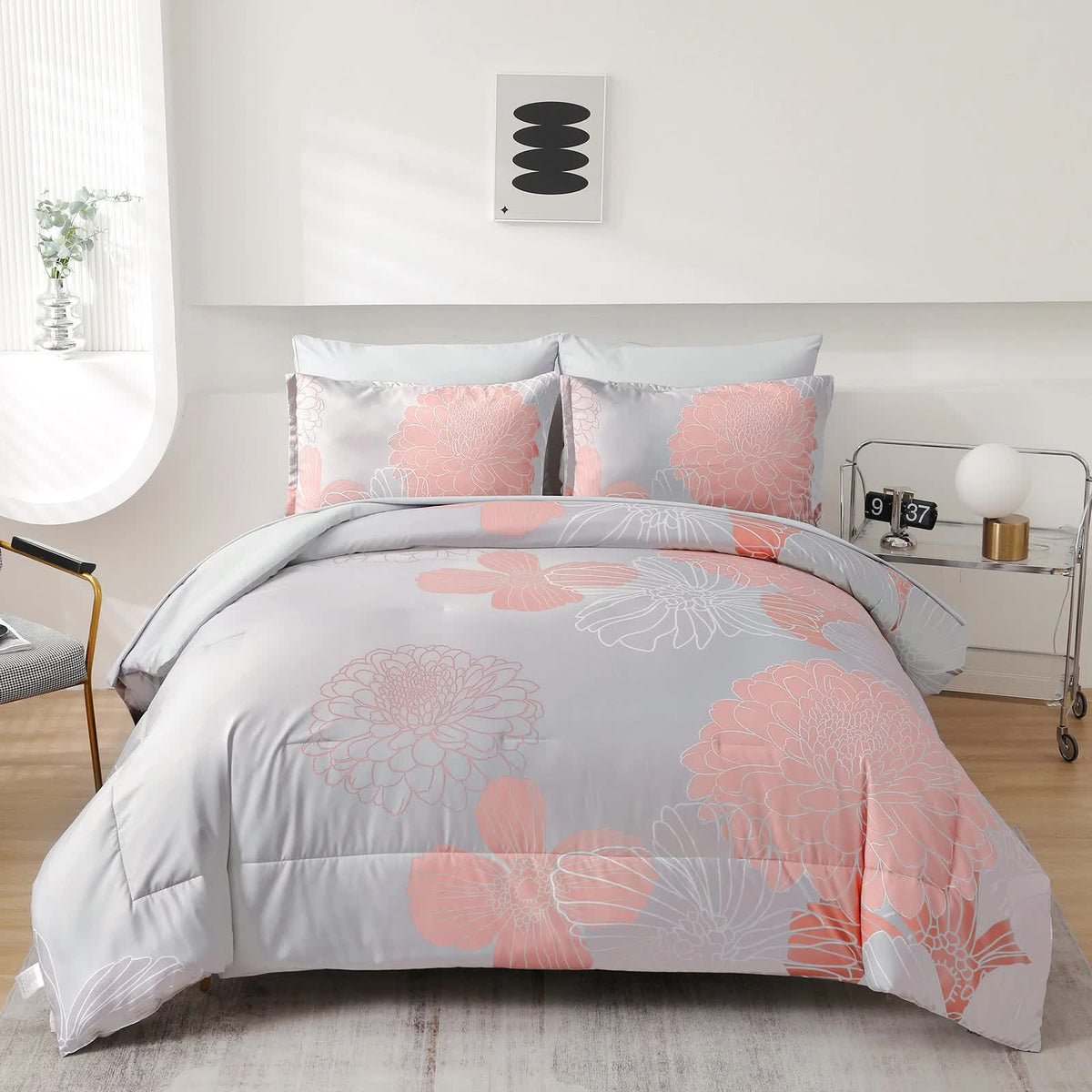 Zen Retreat Quilted Comforter Bundle - 3-Piece Serenity Style V745-MAB011076AJ3