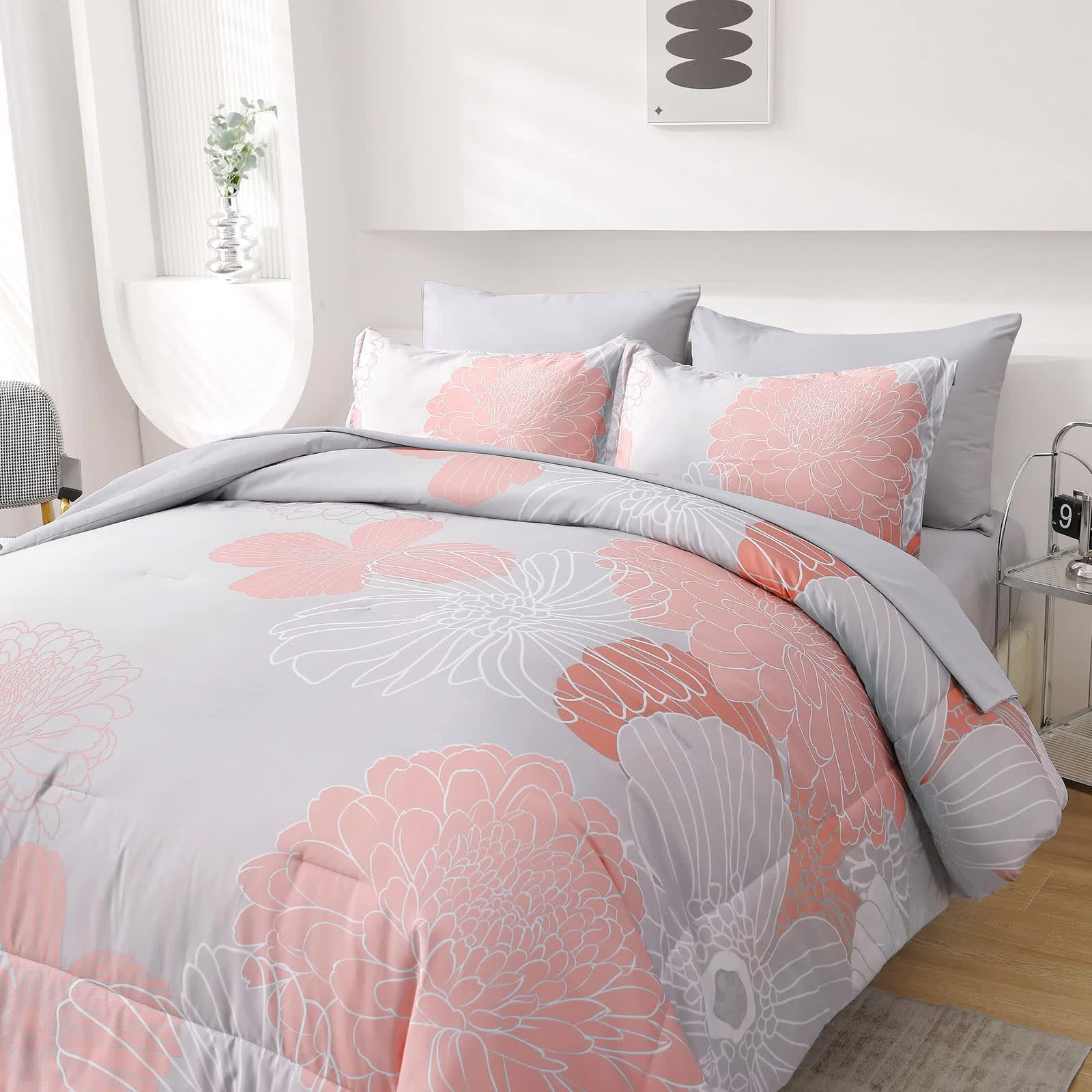 Zen Retreat Quilted Comforter Bundle - 3-Piece Serenity Style V745-MAB011076AJ3