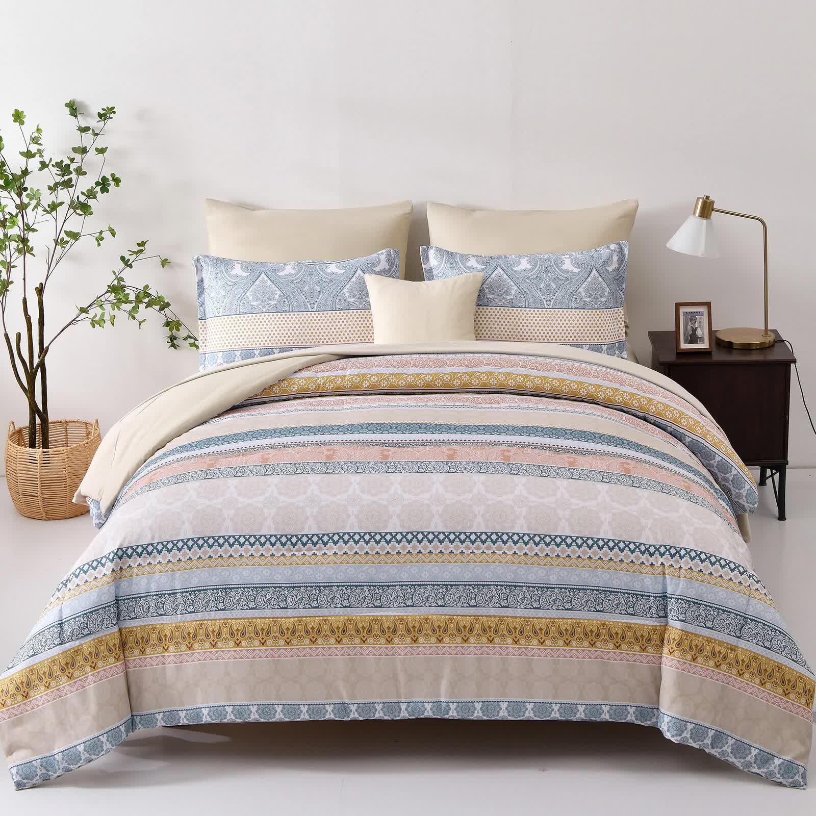 Luxe Loft Boho Quilted Comforter & Shams - Trending 3-Piece Set V745-MAB011078AJ3