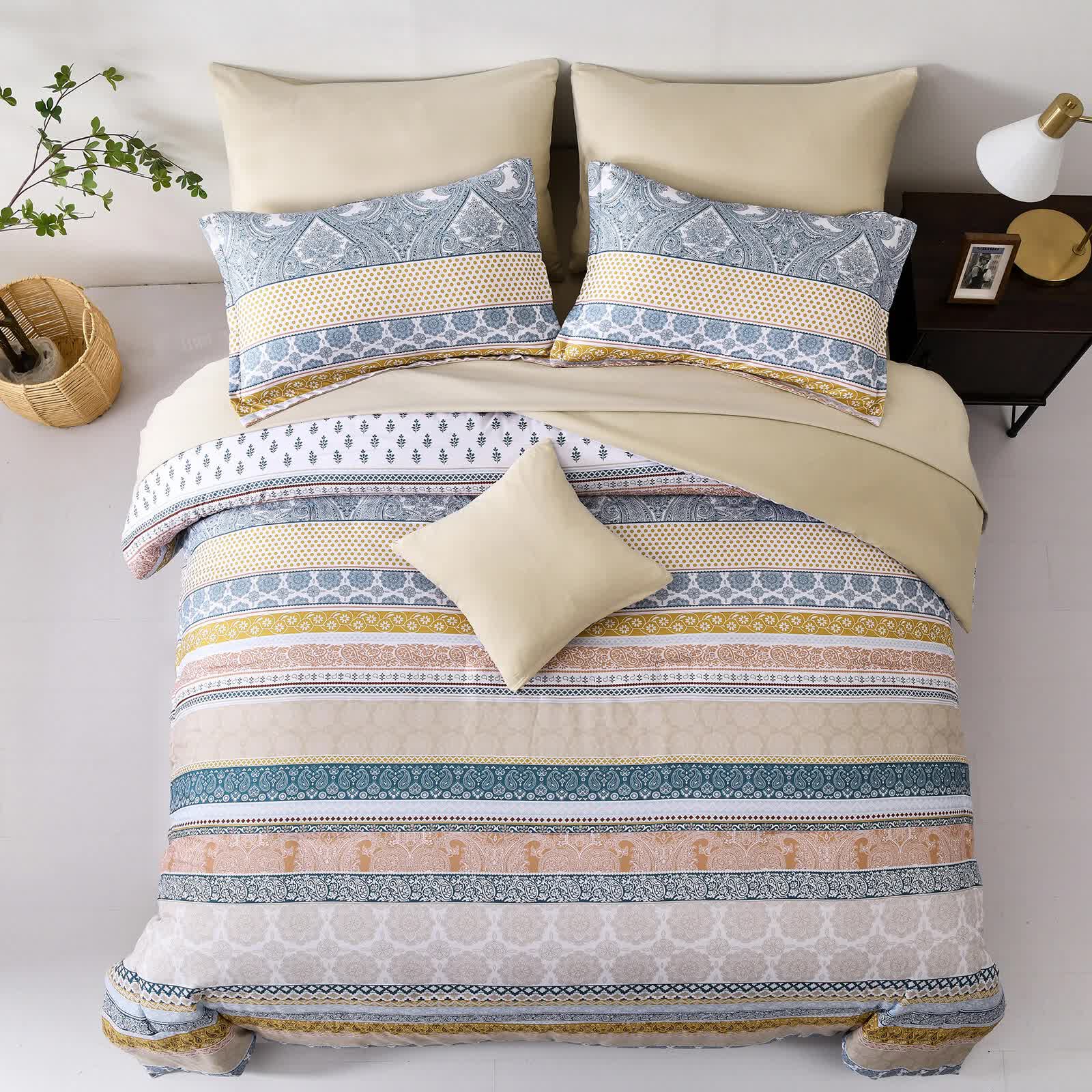 Luxe Loft Boho Quilted Comforter & Shams - Trending 3-Piece Set V745-MAB011078AJ3