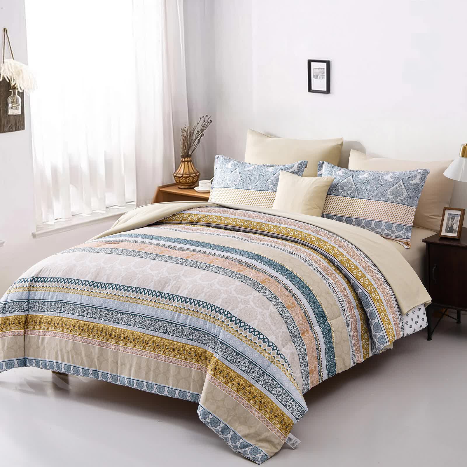 Luxe Loft Boho Quilted Comforter & Shams - Trending 3-Piece Set V745-MAB011078AJ3