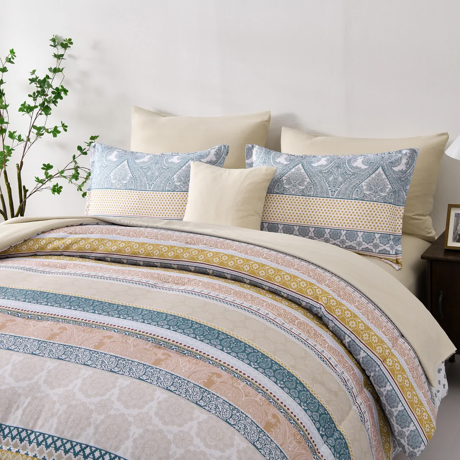 Luxe Loft Boho Quilted Comforter & Shams - Trending 3-Piece Set V745-MAB011078AJ3