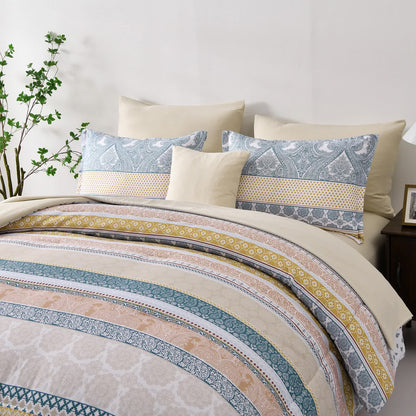 Luxe Loft Boho Quilted Comforter & Shams - Trending 3-Piece Set V745-MAB011078AJ3