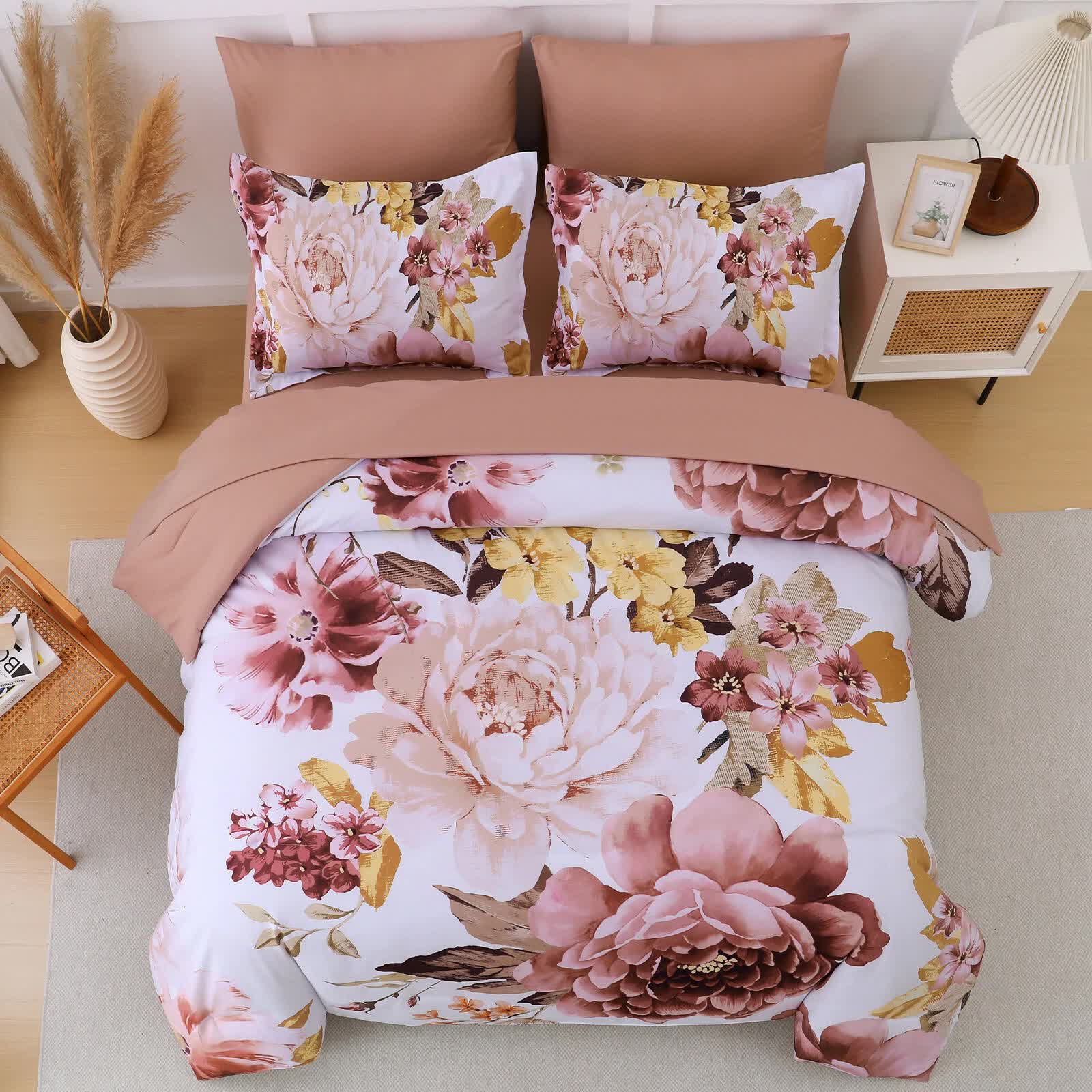 Pure Haven Pink floral 3-Piece Comforter Set V745-MAB011080AJ3
