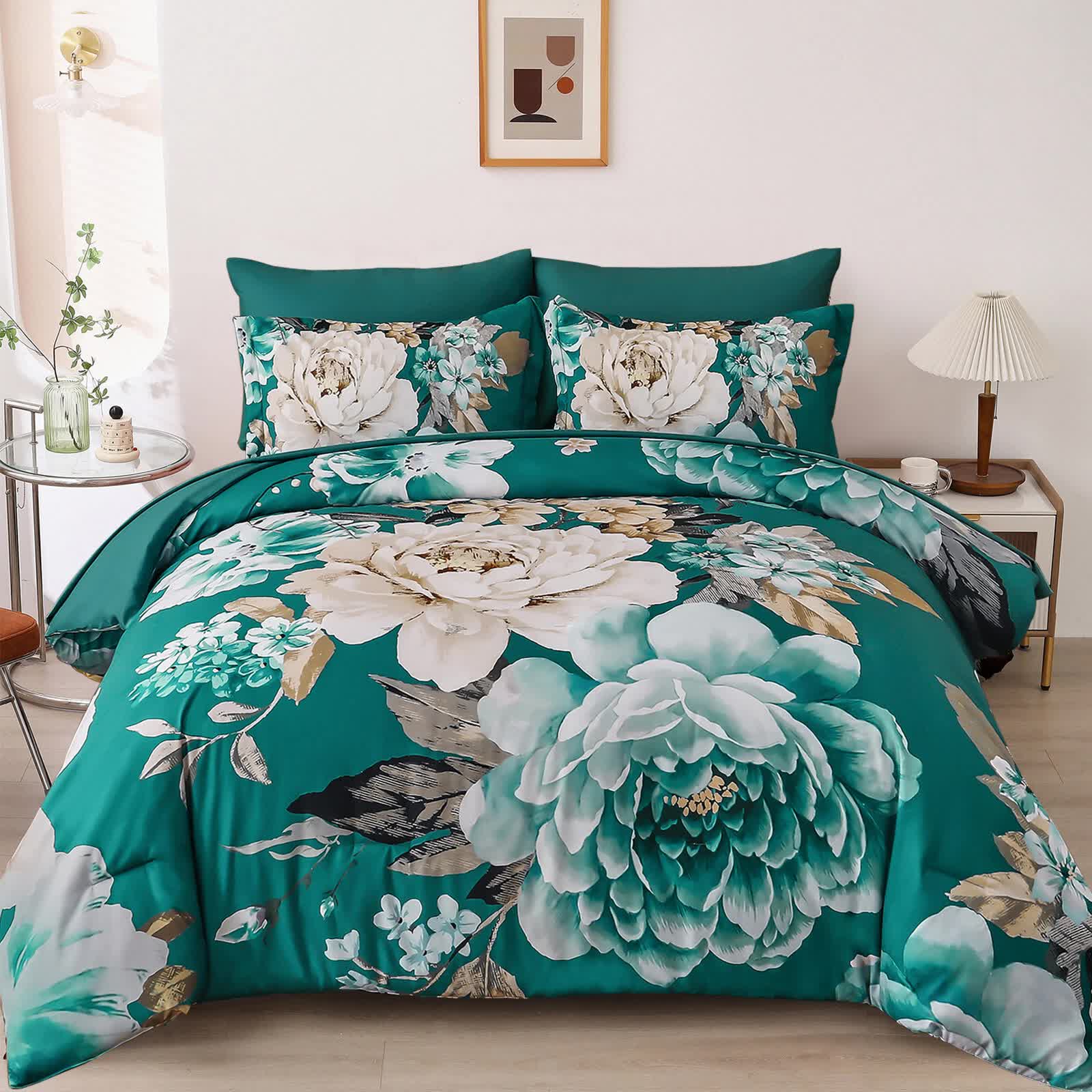 Pure Haven green floral 3-Piece Comforter Set V745-MAB011083AJ3