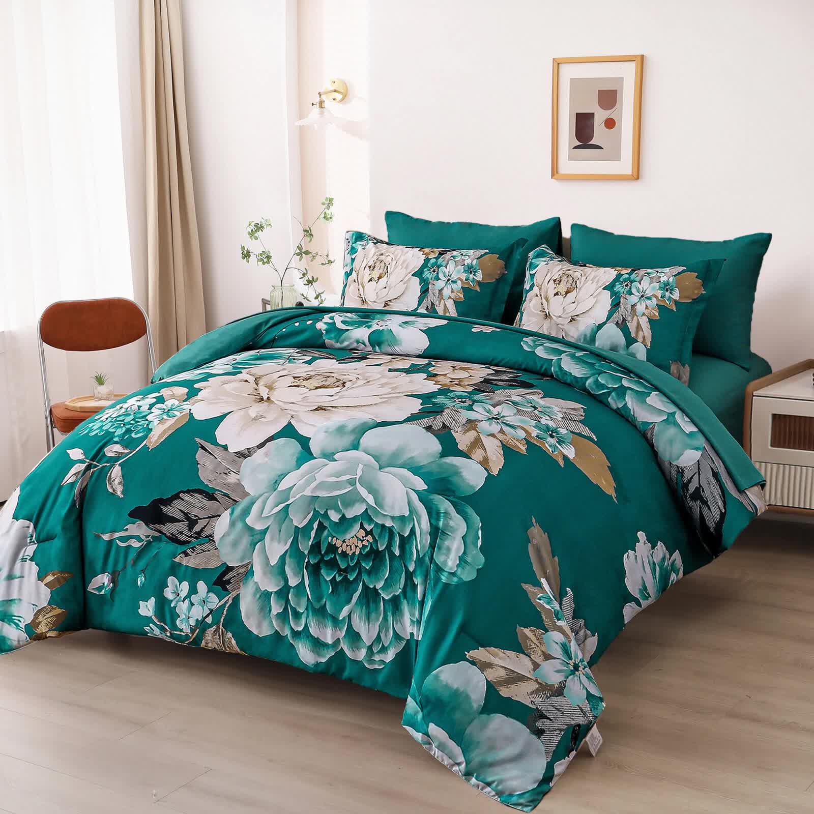 Pure Haven green floral 3-Piece Comforter Set V745-MAB011083AJ3