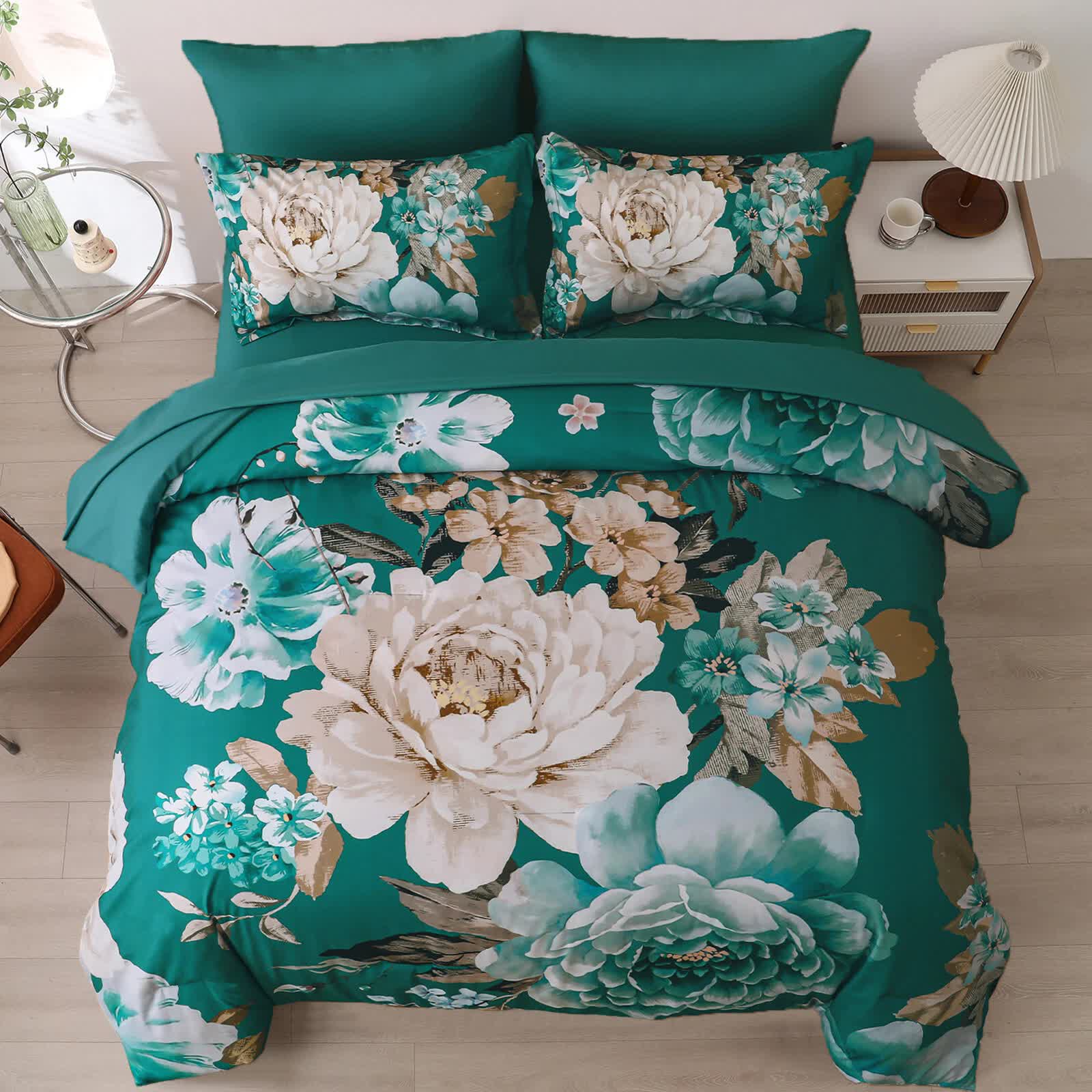 Pure Haven green floral 3-Piece Comforter Set V745-MAB011083AJ3