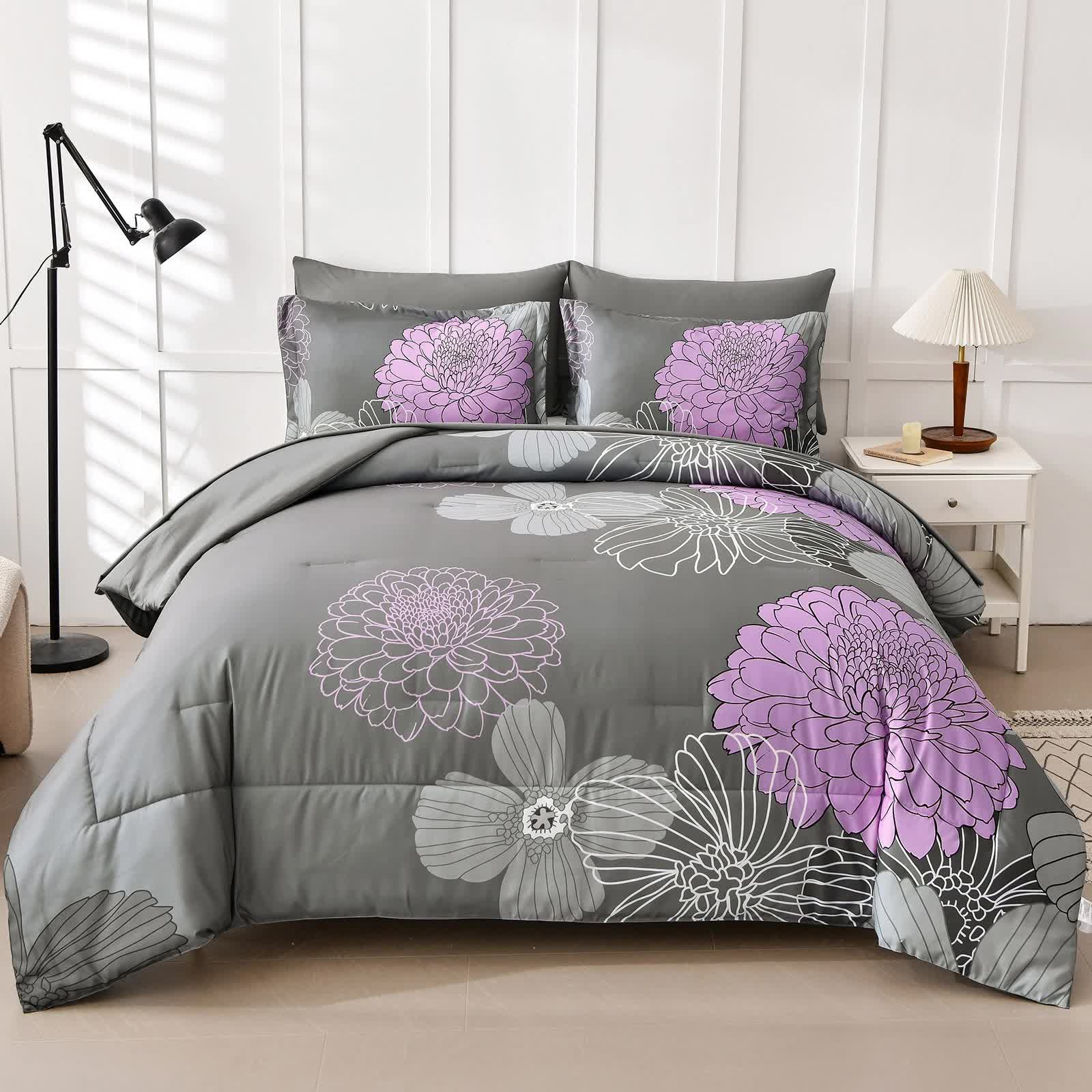 Cloud Nine grey purple Bedding - 3-Piece Comforter Set for Everyday Chill V745-MAB011090AJ3