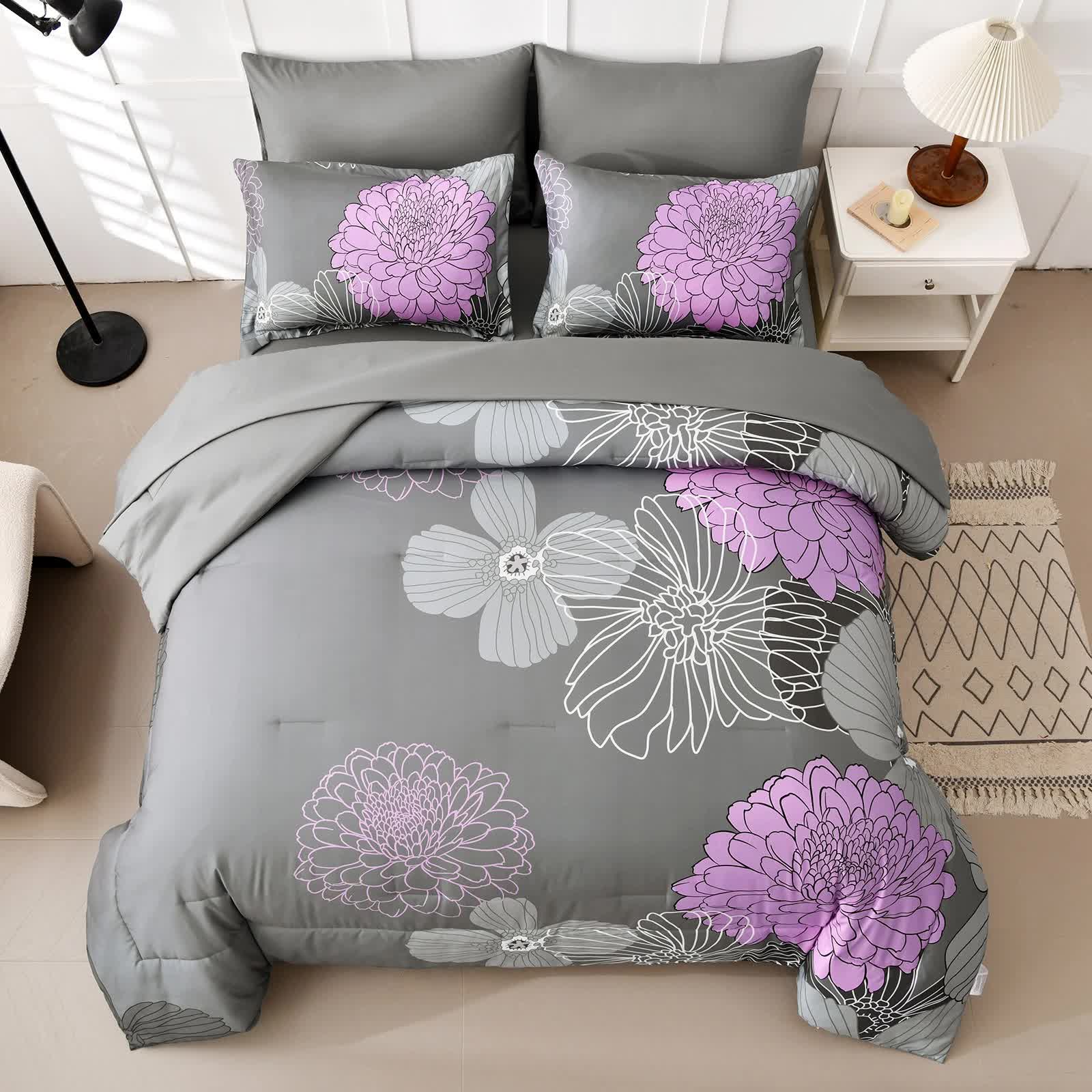 Cloud Nine grey purple Bedding - 3-Piece Comforter Set for Everyday Chill V745-MAB011090AJ3