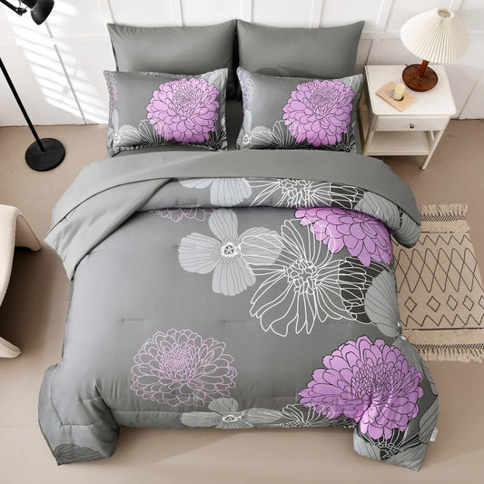 Cloud Nine grey purple Bedding - 3-Piece Comforter Set for Everyday Chill V745-MAB011090AJ3