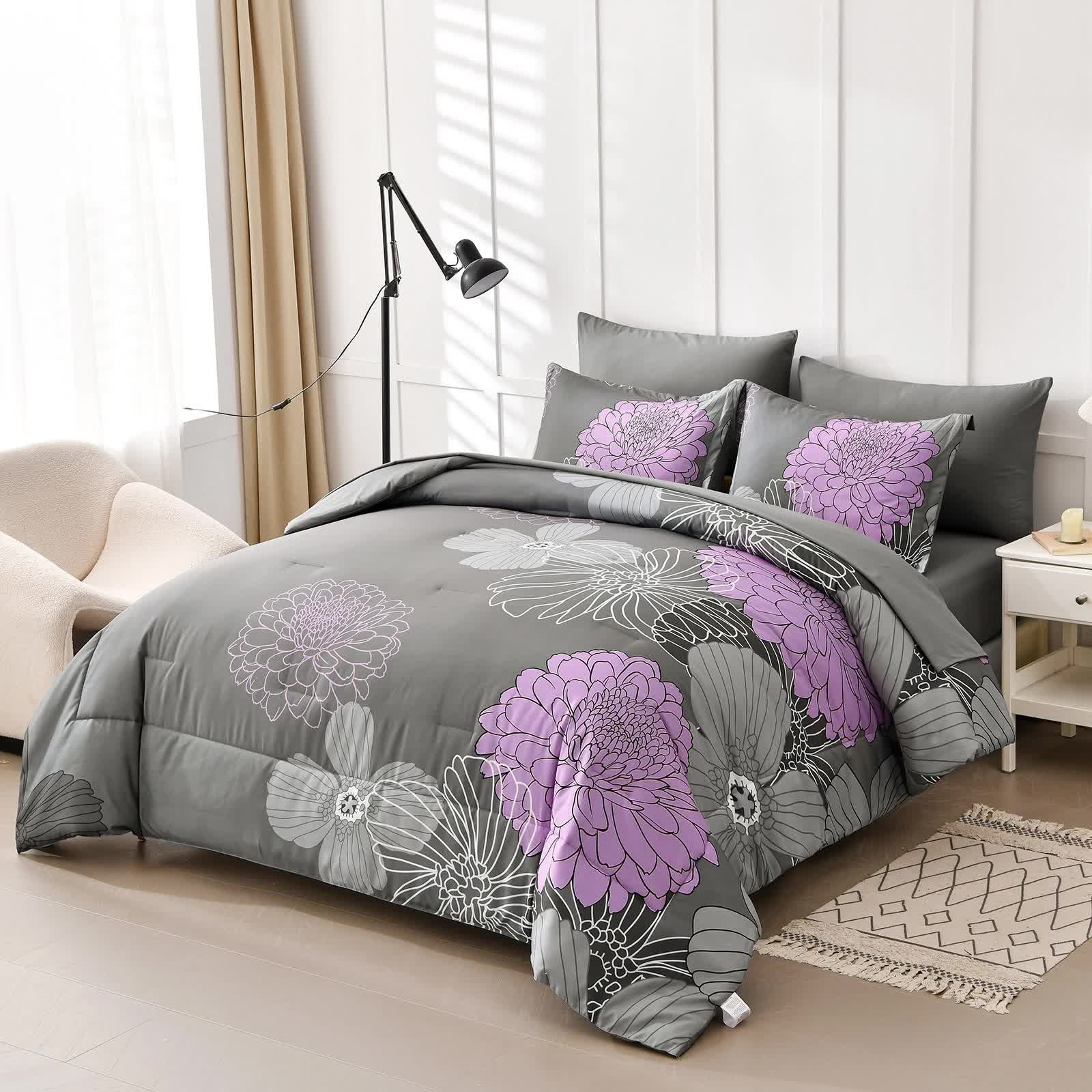 Cloud Nine grey purple Bedding - 3-Piece Comforter Set for Everyday Chill V745-MAB011090AJ3