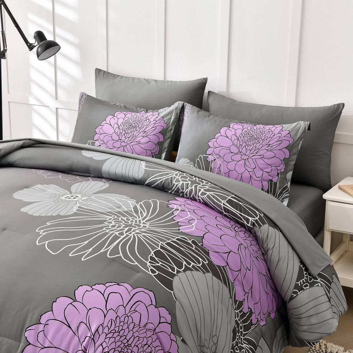 Cloud Nine grey purple Bedding - 3-Piece Comforter Set for Everyday Chill V745-MAB011090AJ3