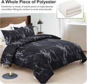 King Black Marble Comforter Set, Printed Bedding for All Seasons, Soft Microfiber 3-Piece V745-MAB01173AJ3