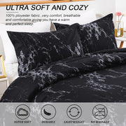 King Black Marble Comforter Set, Printed Bedding for All Seasons, Soft Microfiber 3-Piece V745-MAB01173AJ3