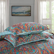 Blue Teal Boho Print Bedspread Quilt Set + Pillowcases V745-MAC060758Q13UU