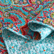 Blue Teal Boho Print Bedspread Quilt Set + Pillowcases V745-MAC060758Q13UU