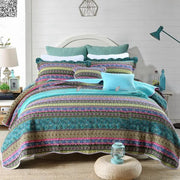Grenn Teal Boho style Printed Bedspread Quilt Set + Pillowcases V745-MAC06193Q13U