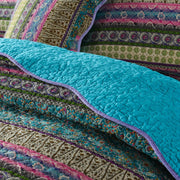 Grenn Teal Boho style Printed Bedspread Quilt Set + Pillowcases V745-MAC06193Q13U