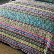 Grenn Teal Boho style Printed Bedspread Quilt Set + Pillowcases V745-MAC06193Q13U
