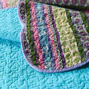 Grenn Teal Boho style Printed Bedspread Quilt Set + Pillowcases V745-MAC06193Q13U