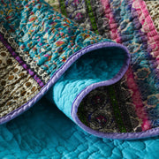 Grenn Teal Boho style Printed Bedspread Quilt Set + Pillowcases V745-MAC06193Q13U