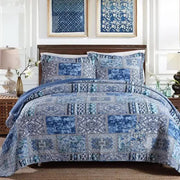 Boho Blue Quilted Coverlet & Pillow Set: Vibrant, Cozy Elegance - king V745-MAC06495K13UU