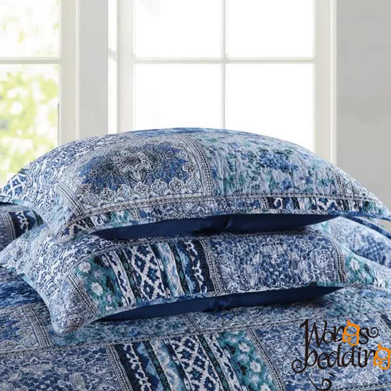 Boho Blue Quilted Coverlet & Pillow Set: Vibrant, Cozy Elegance - king V745-MAC06495K13UU