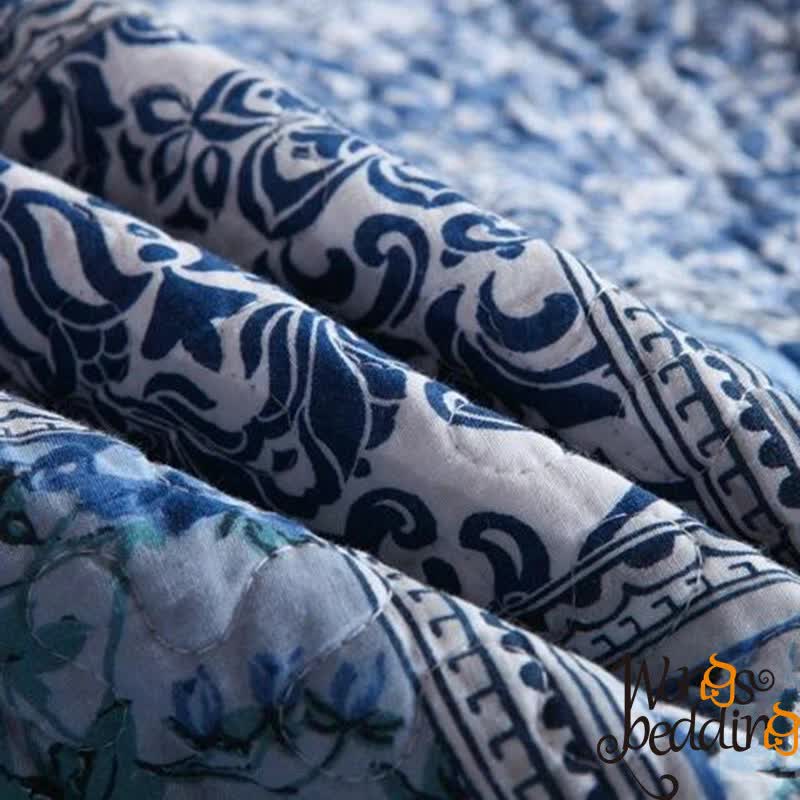 Boho Blue Quilted Coverlet & Pillow Set: Vibrant, Cozy Elegance - king V745-MAC06495K13UU