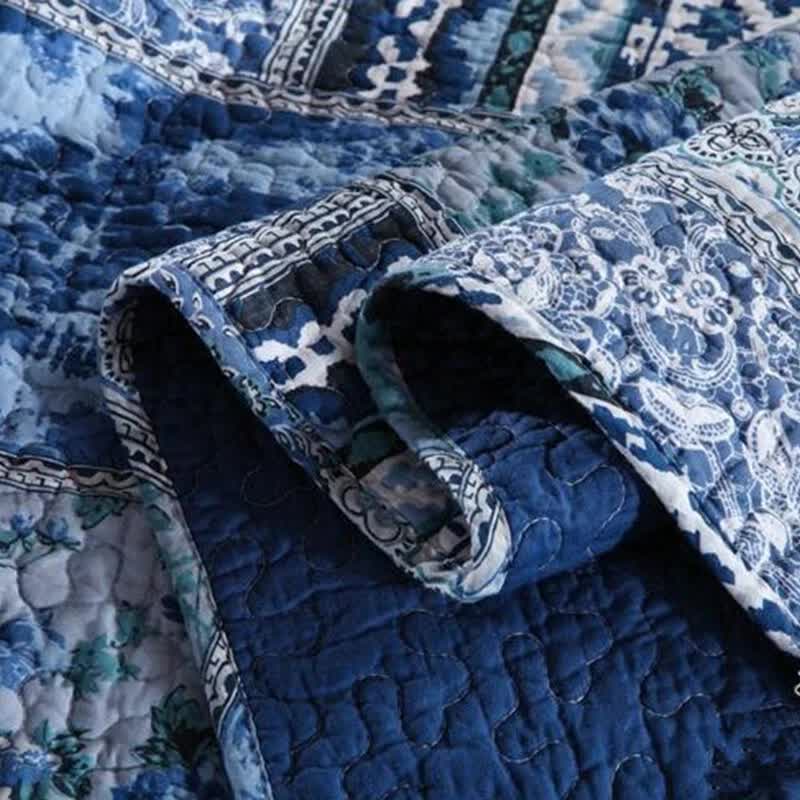 Boho Blue Quilted Coverlet & Pillow Set: Vibrant, Cozy Elegance - king V745-MAC06495K13UU