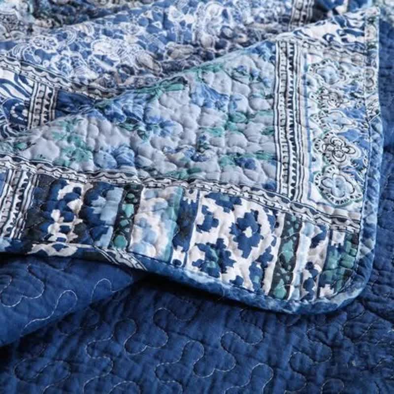 Boho Blue Quilted Coverlet & Pillow Set: Vibrant, Cozy Elegance - king V745-MAC06495K13UU