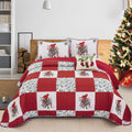 Elegant Red, greem & White Christmas Queen Bedspread Set V745-MAC080143Q13U