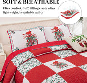 Elegant Red, greem & White Christmas Queen Bedspread Set V745-MAC080143Q13U