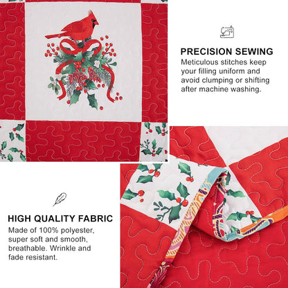 Elegant Red, greem & White Christmas Queen Bedspread Set V745-MAC080143Q13U