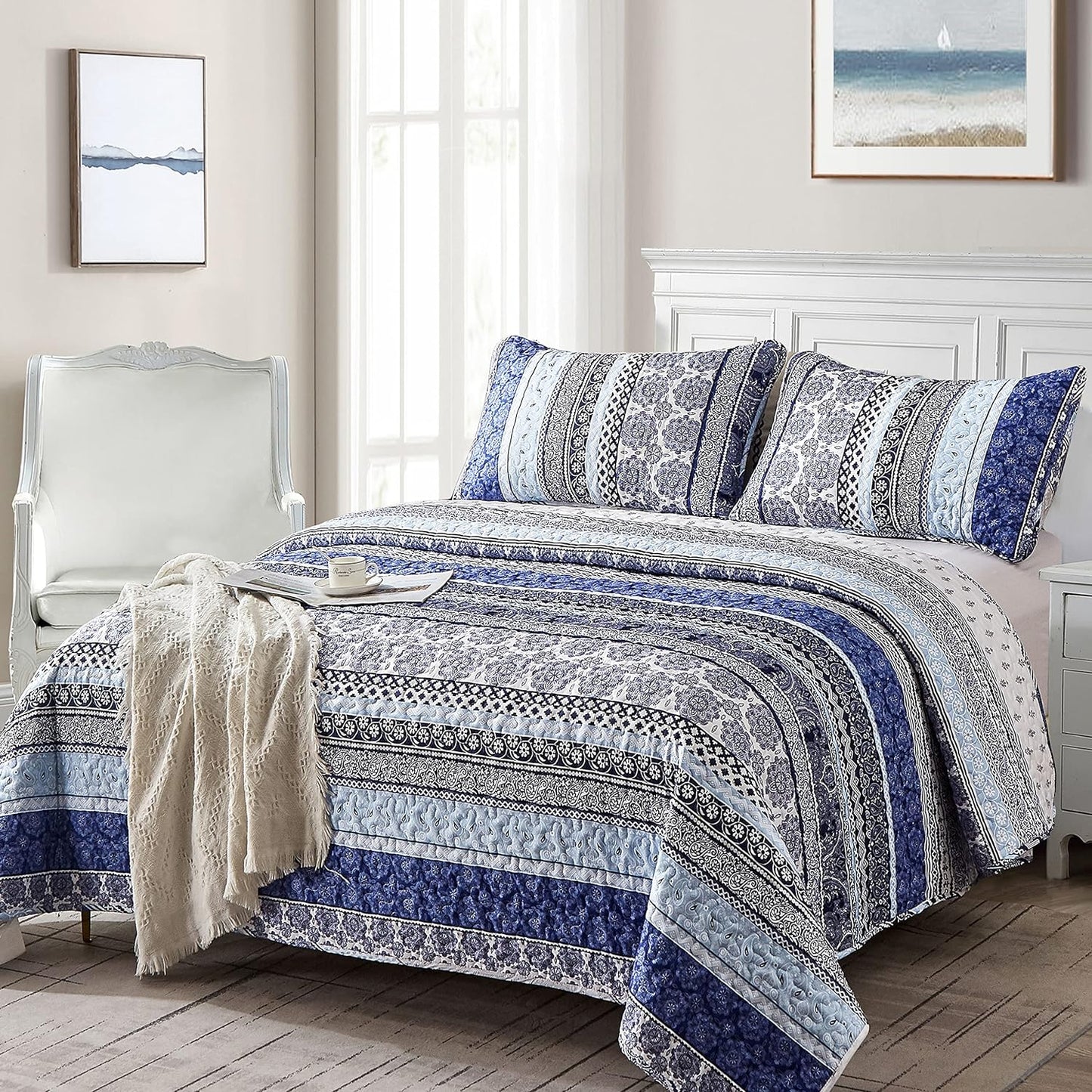 Sophisticated Quilted Coverlet and Pillowcases Set: A Timeless Addition - Queen size V745-MAC080218Q13U