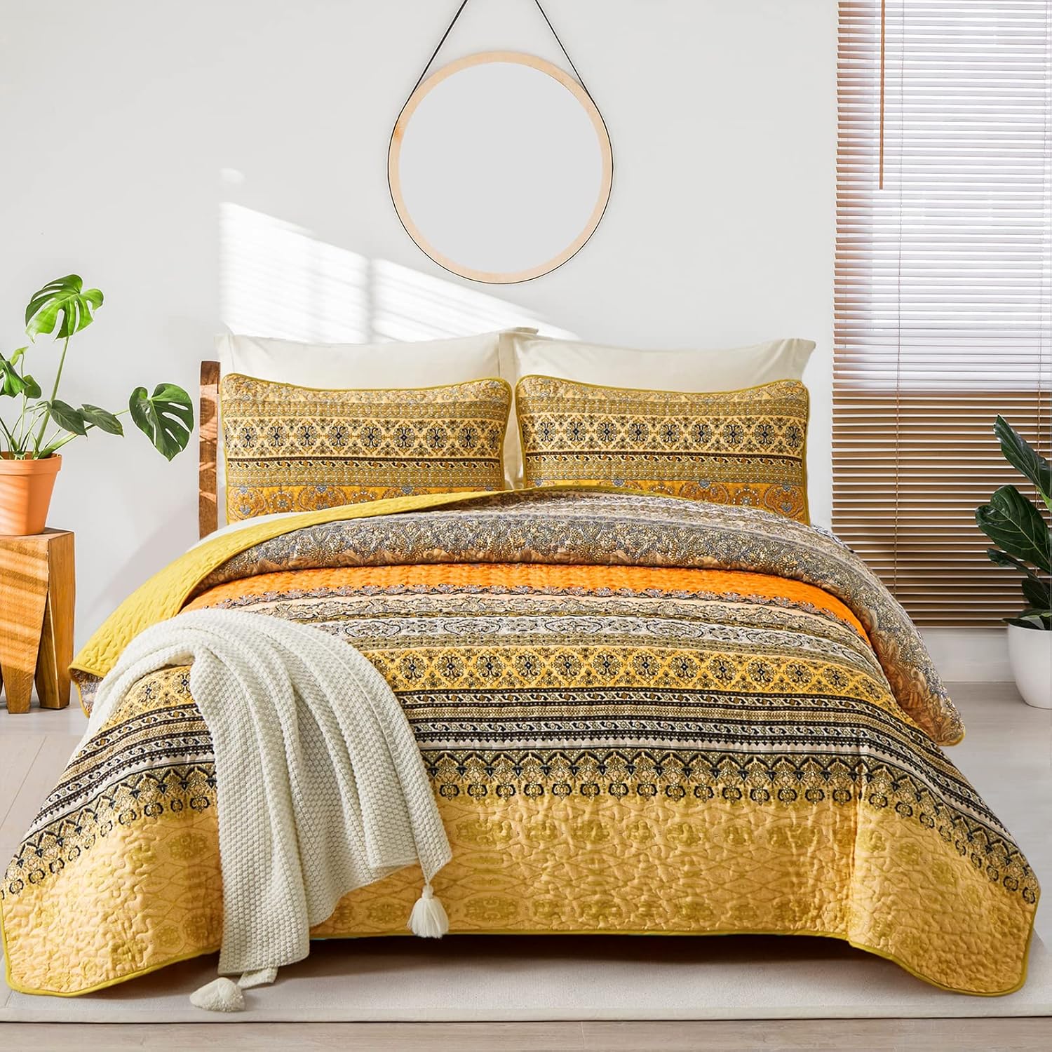 Lively Quilted bedspread and pillowcovers set: Add Vibrancy to Your Room - Queen size V745-MAC080229Q13U