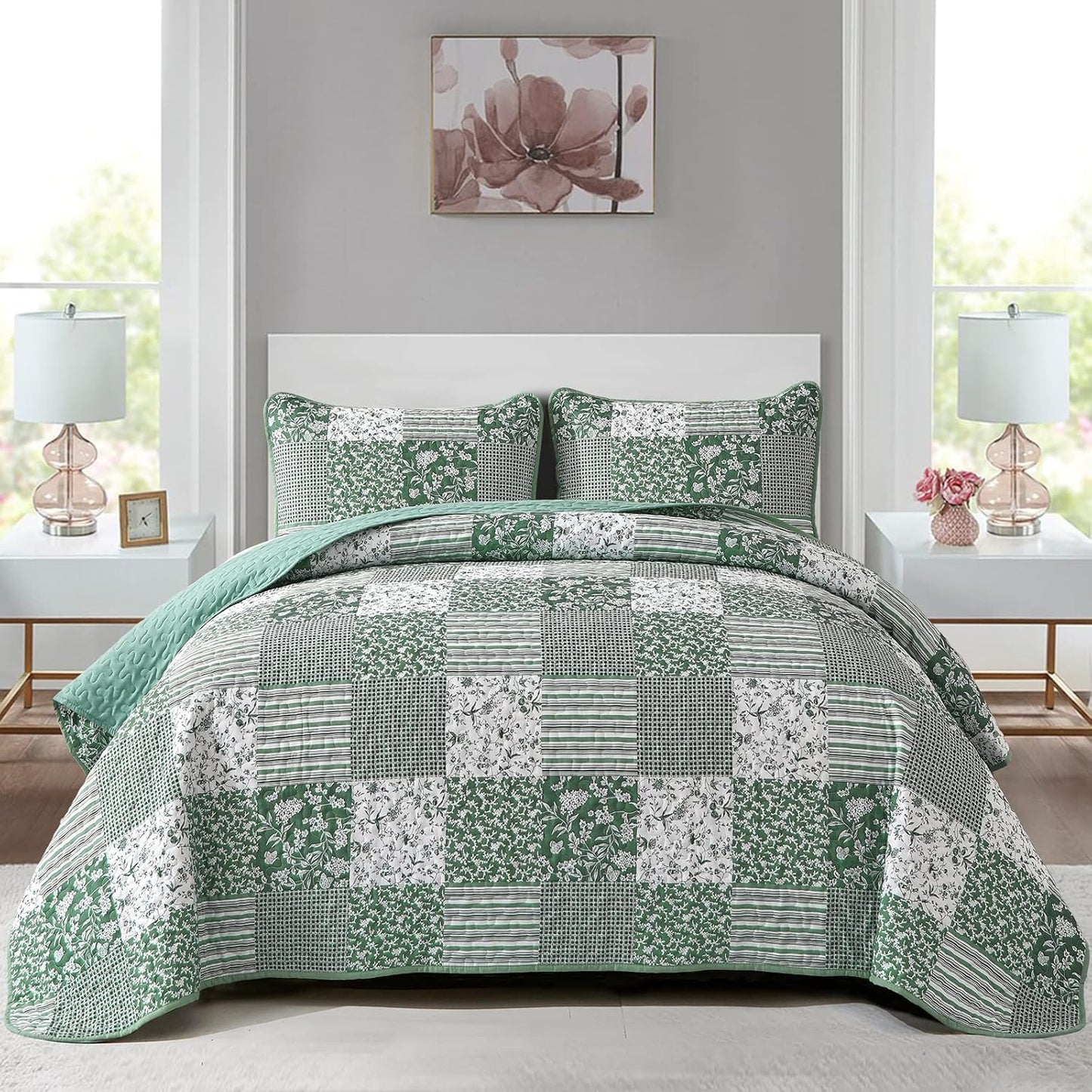 Delightful Quilted bedspread and pillowcovers set: Indulge in Comfort - Queen size V745-MAC080315Q13U