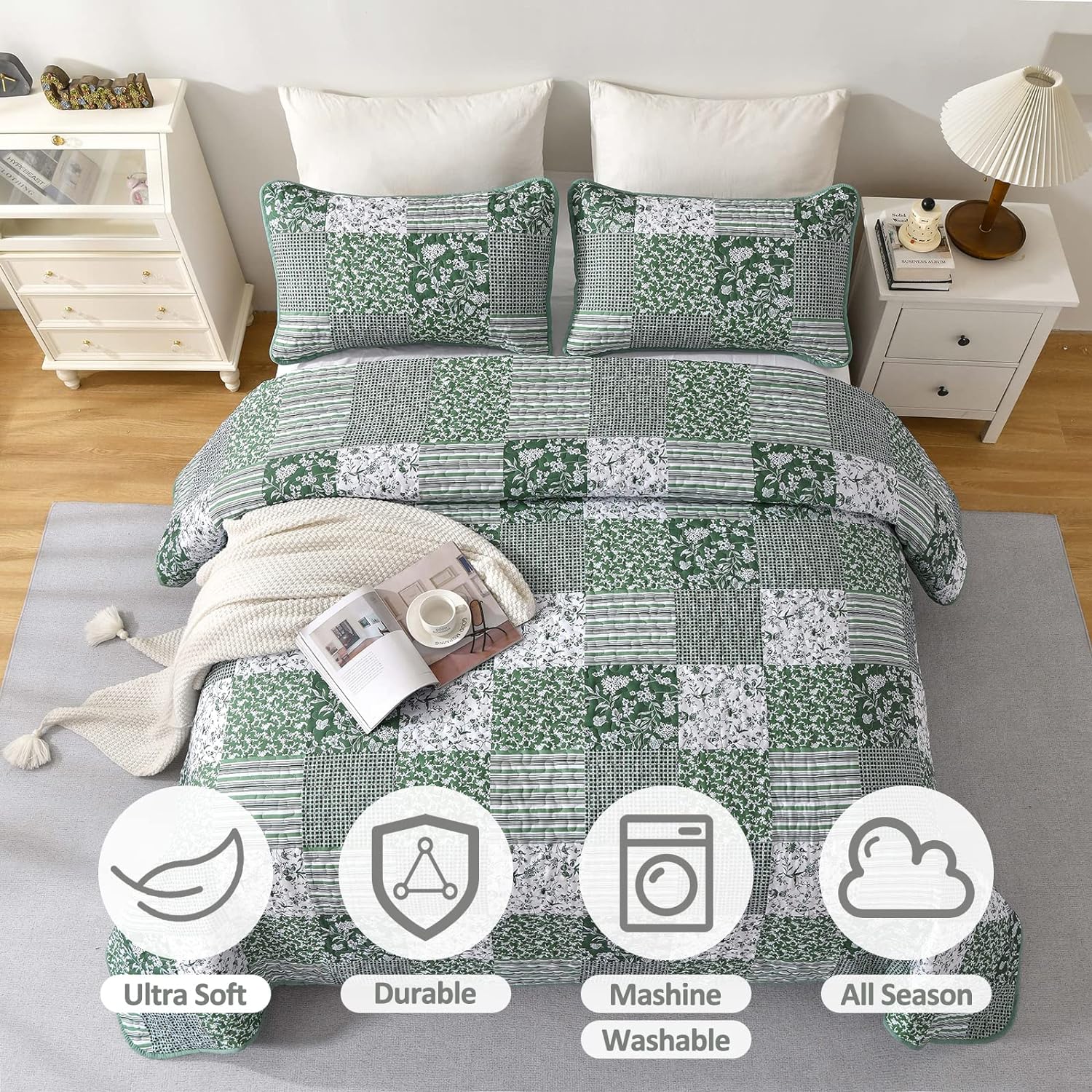 Delightful Quilted bedspread and pillowcovers set: Indulge in Comfort - Queen size V745-MAC080315Q13U
