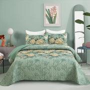 Meadow Butterfly Green Quilted Bedspread Set with Floral Details and Pillowcases V745-MAC080320Q13U