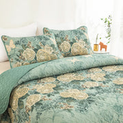 Meadow Butterfly Green Quilted Bedspread Set with Floral Details and Pillowcases V745-MAC080320Q13U