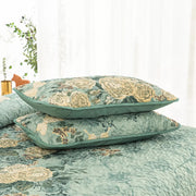 Meadow Butterfly Green Quilted Bedspread Set with Floral Details and Pillowcases V745-MAC080320Q13U