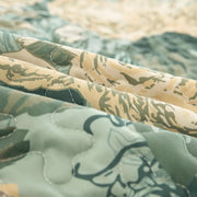 Meadow Butterfly Green Quilted Bedspread Set with Floral Details and Pillowcases V745-MAC080320Q13U