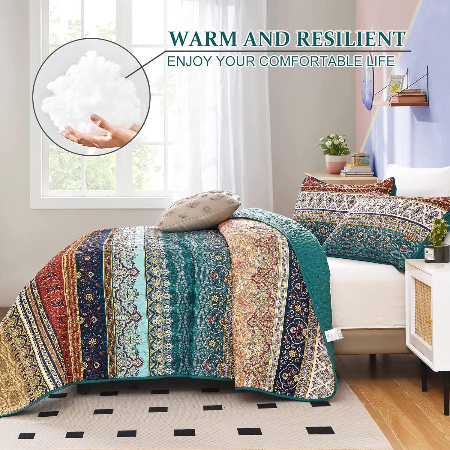 Textured Quilted bedspread and pillowcovers set: Add Depth and Dimension - Queen size V745-MAC080375Q13U
